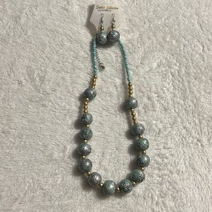 Sophia Collection Beaded Necklace and Dangle Earrings